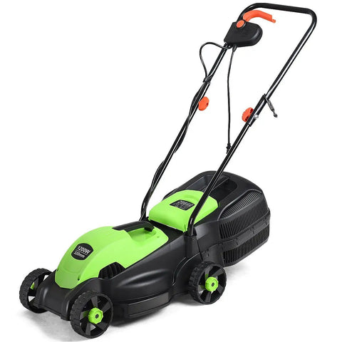 Front view of 13 Inch Corded 2-In-1 Electric Lawn Mower with Grass Bag and Folding Handle for Small to Medium Yards and Lawns