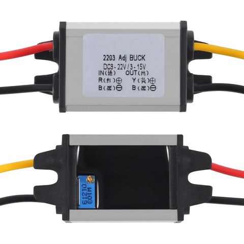 Two Pack DC Buck Converter Step Down Regulator 8 To 22V Input To 3 To 15V Output 5V 12V 3A 11W Beefy Waterproof Aluminum Case