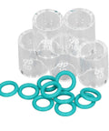 Tig Welding Glass Cup Kit, 5-Piece Set With 10 O-Rings, transparent glass cups and green O-rings for WP torches.