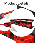 Details of Keep It Tight Galvanized Steel Spray Bottle Holder showing red grip slots for auto detailing cleaning supplies.