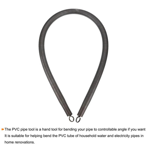 Meccanixity Steel Spring Pipe Bender For 1 Inch Pvc Tube, 39 Inch Long bending tool displayed in a flexible loop shape for easy PVC tube bending.