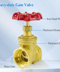 Beefy One And A Half Inch NPT Brass Gate Valve With Handwheel Easy Install Manual Rotary Sluice Valve For Two Way Flow