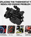 Shop Grade Engine Coolant Thermostat Housing Replacement For BMW 230i Models 2022 To 2025 with seals showcasing components and issues.