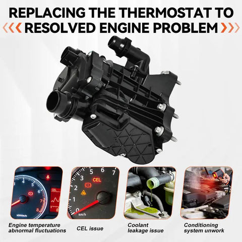Shop Grade Engine Coolant Thermostat Housing Replacement For BMW 230i Models 2022 To 2025 with seals showcasing components and issues.