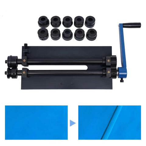 Heavy Duty Sheet Metal Bead Roller Machine With 12 Inch Throat Depth, Manual Crimping Bead Roller, Gear Drive Bench Tool Kit RM12 with dies
