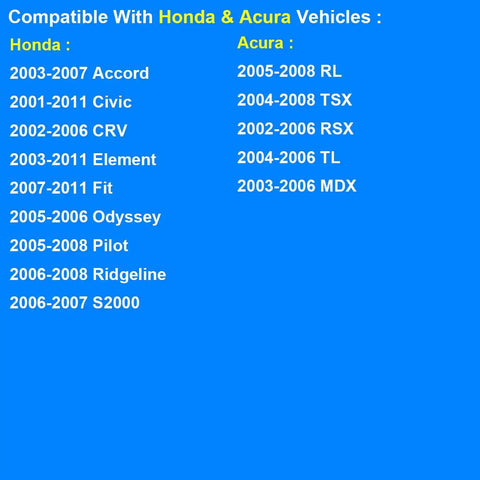 List of Honda & Acura vehicle models compatible with Engine Coolant Temperature Sensor 1580811 Drop In Swap.