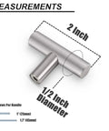 Dimensions of Brushed Nickel 5 Pack Single Hole Cabinet Knobs And Stainless Steel T Bar Handles Set, 2 Inch length, 1/2 Inch diameter