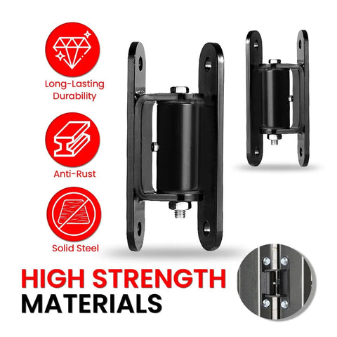 2 Pack Heavy Duty Outdoor Gate Hinges With Sealed Bearings Adjustable Yoke Pivot Bolt On Setup For Beefy Driveway Gates Built Rugged Handles 1100 Lbs image showcasing solid steel construction and bearing mechanism.