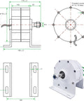 Diagrams and photo of 12000W Low RPM Permanent Magnet Generator For Wind Turbines, with dimensions and gearless PMAC alternator.