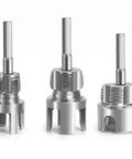 Shuielai 3 Piece Pipe Threading Tool Kit With Electric Drill Compatible dual function internal external thread cutters, heavy steel material.