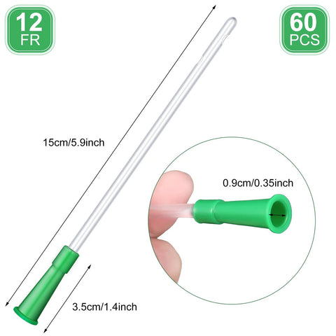 Nuanchu clear PVC replacement tubing set with green end, 60 pcs, 15 cm long, 12 FR