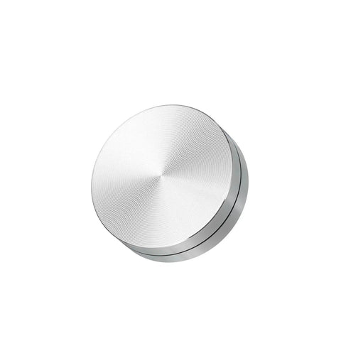 1.5 Inch Rotating Swivel Stand With Steel Ball Bearings Annular Lazy Susan Base Turntable For Kitchen Corner Cabinets Silver 0.45 Inch Diameter Heavy Duty Kitchen Organizer Spices Snacks Craft Display, silver aluminum top view