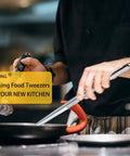 Two Pack 12-Inch Kitchen Tweezers Set, Extra Long Stainless Steel Fine Tweezer Tongs for cooking and flipping hot food on stovetop.