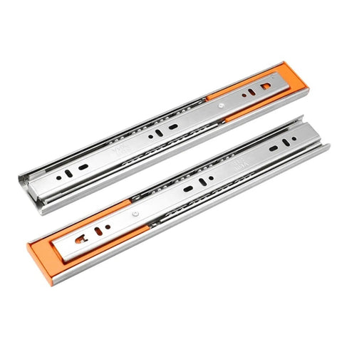 Smooth Stainless Steel Heavy Duty Drawer Slides With Soft Close Extending From 10 To 22 Inches Three Section Cabinet Rails