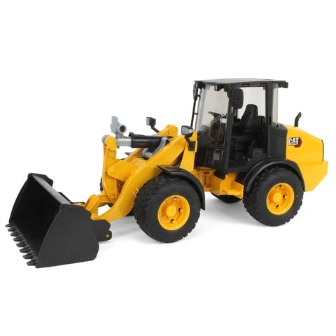 Cat Wheel Loader 1 To 16 Scale Model with articulated steering and functional loading arm, front view