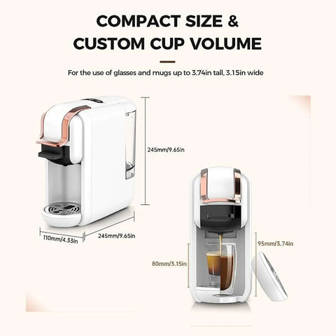 4 In One Compact Coffee Maker Offers No Sweat Hot And Cold Brewing Compatible With K Cup And Dolce Gusto Pods Portable Espresso System for tight spaces.