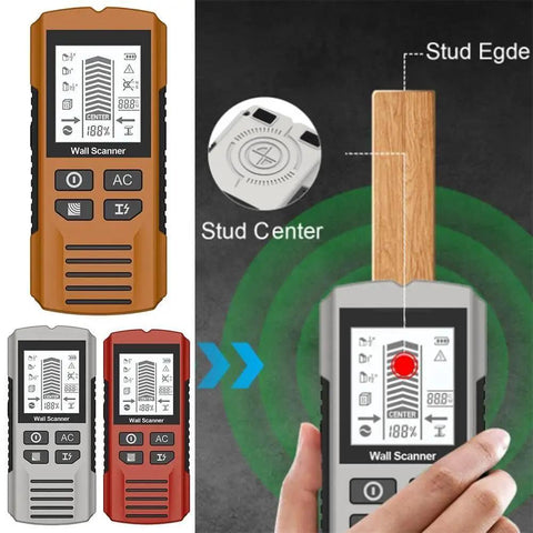 7-in-1 for stud Finder Wall Scanner LCD Display Deep Scan 7-in-1 showing various colors and clear LCD readout.