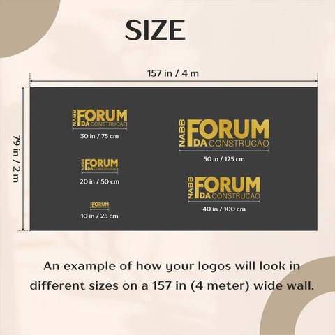 Size chart for Bold Custom Acrylic Sign With Large 3D Laser Cut Logo for Salon Spa Office Storefront Wall Decor Personalize