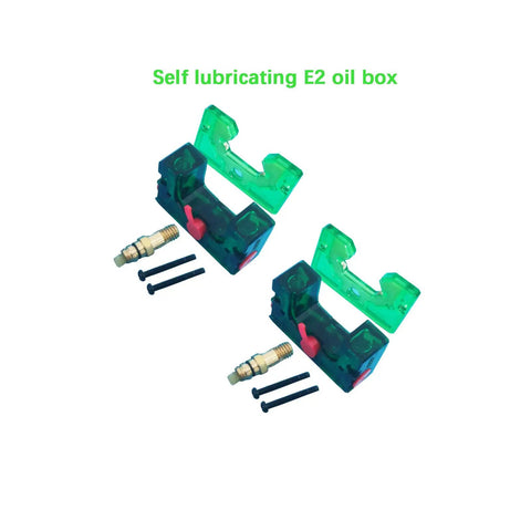 Two Pack 15mm EG15 Flange Bearing Slider Block And Two E2 Oil Boxes Self Lubricating Assembly shown with components