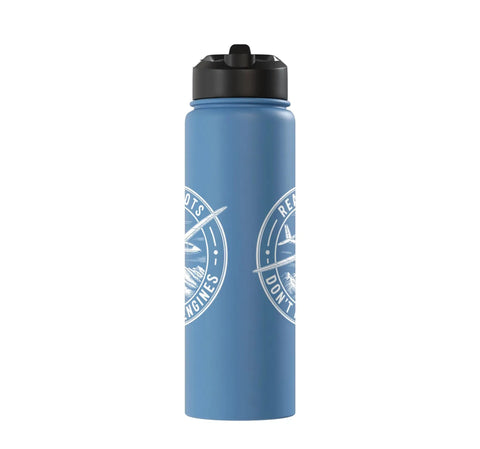 Blue Sailplane Pilot Insulated Stainless Steel Water Bottle For Soaring Club Members And Glider Fans with printed logo