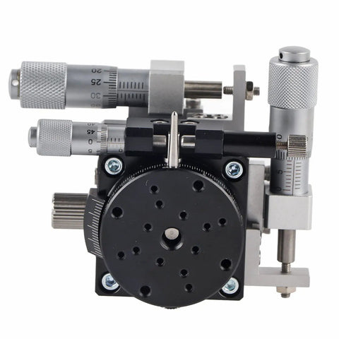 Three Axis Manual Linear Stage 40x40mm With Fine Adjustment Knobs for Optical Experiments, Tight Lock Carbide Side Head
