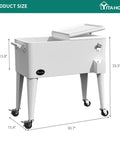 80 Quart Rolling Cooler Cart With Bottle Opener And Drainage On Wheels Portable Patio Beverage Cart For Pool Deck Outdoor Parties And Cookouts White Great For Summer