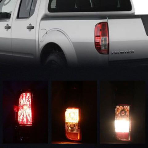 Nissan Frontier Tail Lights With Bulbs Left And Right Direct Replacement 2005 2021 Plug And Play Rear Lamps Installed on Pickup