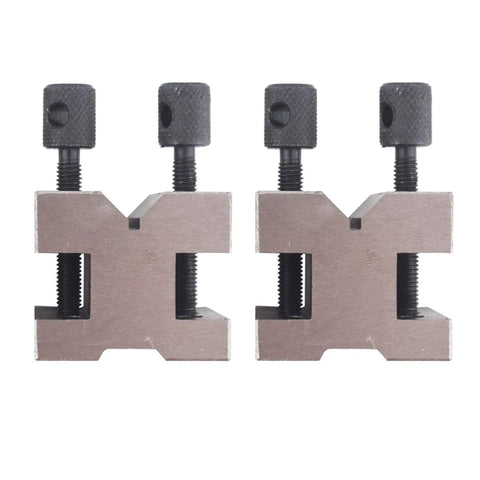Hardened Steel 90 Degree V Block Set With Clamps, 1-3/8 x 1-3/8 x 1-3/16, pro grade machinist gauge kit, front view