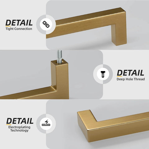 Detailed view of Champagne Bronze Cabinet Pulls Two And A Half Inch Brushed Bronze Drawer Handles 10 Pack Durable Premium Stainless Steel