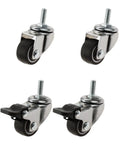 Small Threaded Stem Caster Wheels With Easy Lock Soft TPE Rubber Swivel Casters For Quick Room Fixes Rock Solid Design Smooth Glider Home Office Cart Upgrade set of four with threaded stems.