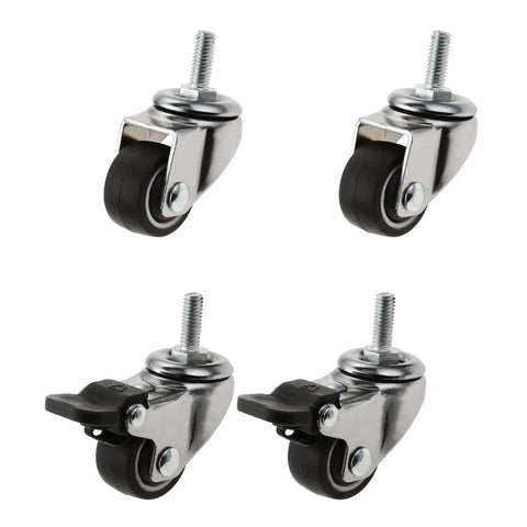 Small Threaded Stem Caster Wheels With Easy Lock Soft TPE Rubber Swivel Casters For Quick Room Fixes Rock Solid Design Smooth Glider Home Office Cart Upgrade set of four with threaded stems.