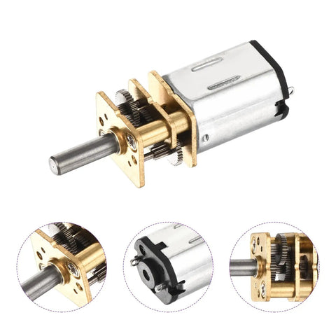 6V 15RPM Micro DC Gear Motor With Metal Gearbox, 10mm Output Shaft, 1 to 298 Reduction, close-up of motor details
