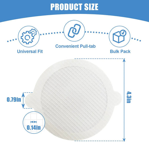 30 Pack Premium Self Adhesive 4.3 Inch Shower Drain Hair Catcher Mesh Strainer Adhesive Pad dimensions showing 4.3" size and details.