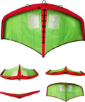 Inflatable Wing Foil With Handheld Wing, Surf Wing And Wind Foil, includes storage bag and traction rope, green and red wing for water sports.