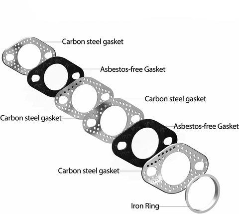 Exhaust Kit With Nuts Gasket And Studs For GMB139 Engine displaying carbon steel gaskets and asbestos-free gaskets.