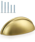 5 Pack Champagne Bronze Cabinet Pulls 3 Inch Hole Centers 76mm Bin Cup Drawer Pulls Shell Style Kitchen Cabinet Handles with screws