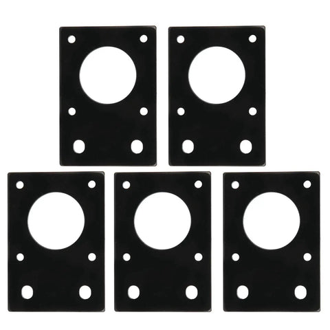 5 Pack Aluminum Motor Mount Plate Kit for NEMA 17 Stepper Motors, Black 42x42mm Mounting Plates arranged in rows