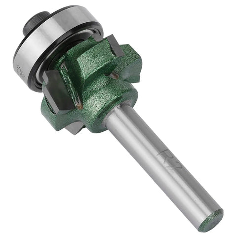 Jiawu 4-Tooth Woodworking Router Bit Trimmer For Perfect Edge Banding Finish With Tungsten Steel Blades And R2 Radius, 1/4 Inch Shank close-up view.