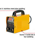 Portable Arc Welder Kit for Home Shop DIY Projects, bright yellow multi function MIG welding machine, electric tool for pipe welding.