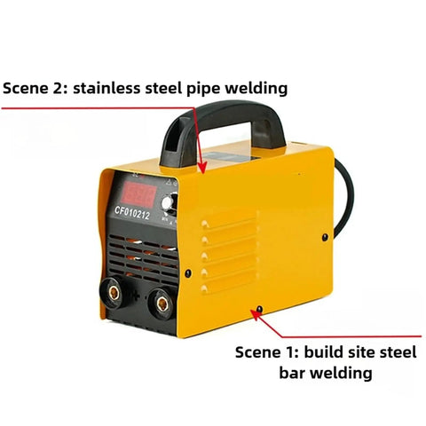 Portable Arc Welder Kit for Home Shop DIY Projects, bright yellow multi function MIG welding machine, electric tool for pipe welding.