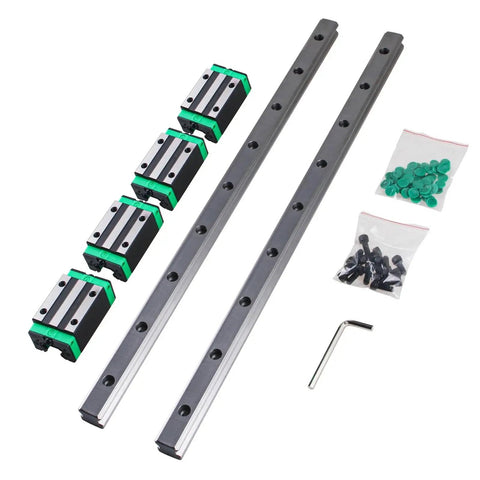 Pro Grade CNC Linear Rail Kit With Two Rails And Four Carriage Blocks For HGH15CA And HGH20CA, aluminum accessories shown