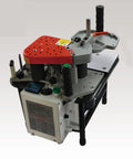 Manual Edge Banding Machine With Variable Speed 0 To 6 Meters Per Minute Double Sided Glue Bander for woodworking displayed in a workshop