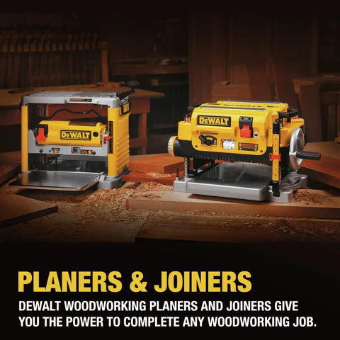 Heavy Duty 12.5 Inch Benchtop Wood Thickness Planer Packing A Beefy 15 Amp Motor And Triple Cutter Head on a workbench.