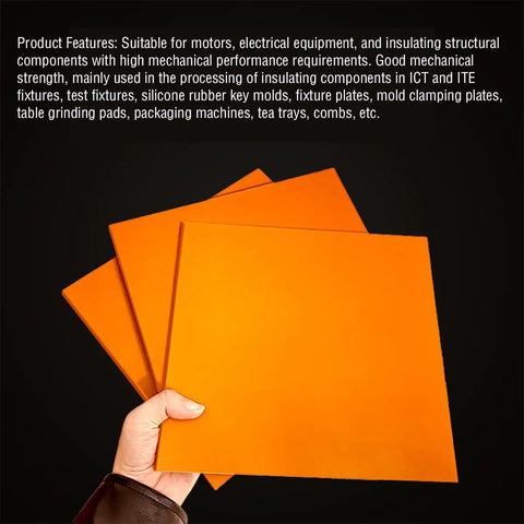 Red Phenolic Resin Sheet 0.5mm Thick 100x150mm Insulation Sheet For ICT IET Test Fixtures Machining Ready 5 Pack held with stacked orange sheets