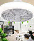 Bladeless 18 Inch Ceiling Fan With Lights Remote Control Flush Mount 3 Color Modes 3 Speeds Indoor Outdoor Use displayed