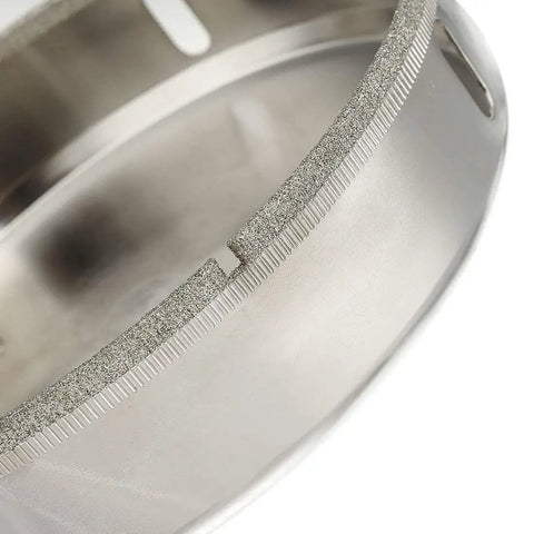 Close-up of 7 Inch Diamond Hole Saw For Porcelain Ceramic Tile Glass Granite Stone Wet Core Drill Bit With Serrated Edge
