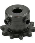 Precision Drive Industrial Sprocket For 04C Roller Chain With Motor Bore 10mm And 11 Teeth Made From Heavy Duty 45# Steel, close-up view.