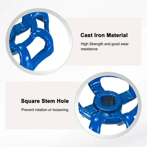 Slick Heavy Duty Cast Iron Outdoor Faucet Handle Replacement Kit For 6X6Mm Square Stem With No Hassle Mounting Hardware For Courtyard Bathroom Garden And Kitchen Sink Blue close-up of blue cast iron handle with square stem hole.