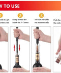 Instructions for Air Pressure Pump Corkscrew Set All In One With Foil Cutter And Aerator Pourer Vacuum Stoppers Four Pack Easy One Hand