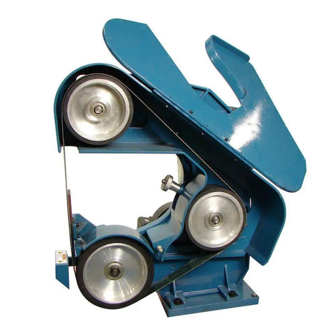 Heavy Duty Three Wheel Belt Grinder Plugs Straight Into Standard 110v Outlet And Serves Up Hella Smooth Variable Speed Tuning Up To 8000 Fpm for metalworking.